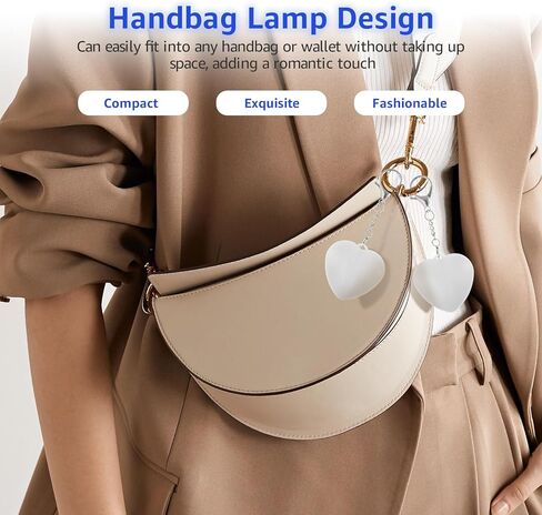 2Pcs Purse Glow Heart Light, LED Automatic Sensor Handbag Lights, Touch Activated Bag Light, Mini Handbag Purse Lamp for Purse Women Girls (Love) in Saudi Arabia