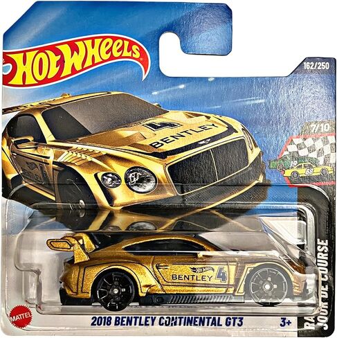 Hot Wheels - 2018 Bentley Continental GT3 - JBC18 - يوم السباق 7/10 - سيارة السباق GT3 الذهبية كنموذج بنتلي مرخص رسميًا بمقياس 1:64 - Mattel 2025 (162/250) in Kuwait