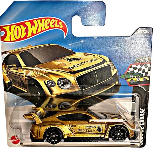 Hot Wheels - 2018 Bentley Continental GT3 - JBC18 - يوم السباق 7/10 - سيارة السباق GT3 الذهبية كنموذج بنتلي مرخص رسميًا بمقياس 1:64 - Mattel 2025 (162/250) in Kuwait