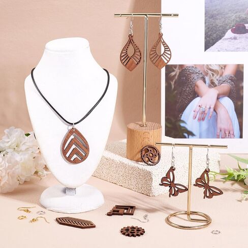 KISSITTY 22Pcs Wood Dangle Earring Kits Butterfly Heart Star Teardrop Shape Pendants Charm with Earring Hooks Jump Rings for Necklace DIY Craft Boho Jewelry Making Supplies for Women in Saudi Arabia