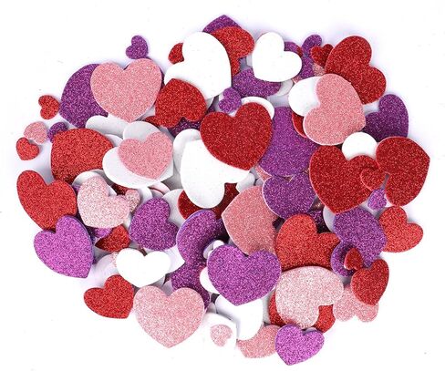 200 Pcs Foam Heart Stickers, 3 Sizes 4 Colors Self Adhesive Glitter Sticker for Valentine's Day, DIY Crafts, Greeting Cards in Saudi Arabia