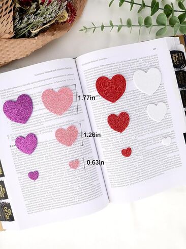 200 Pcs Foam Heart Stickers, 3 Sizes 4 Colors Self Adhesive Glitter Sticker for Valentine's Day, DIY Crafts, Greeting Cards in Saudi Arabia