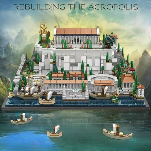 Architecture Acropolis Castle, Famous Landmark Architecture Athenian Acropolis Building Block Sets, Collectible Exhibition Model for Children and Adults in Saudi Arabia