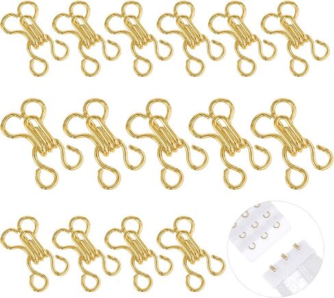 100Pcs Gold Hook and Eye for Sewing - Bra Hooks and Eyes for Clothing Replacement, Eyepins, Button Hooks, Clasps for Clothing Closure in Saudi Arabia