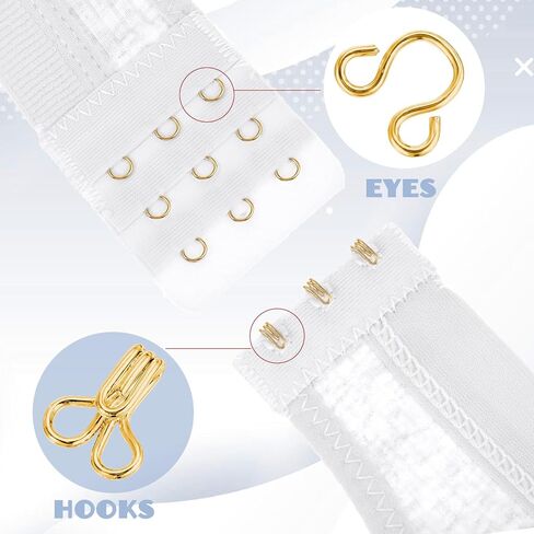 100Pcs Gold Hook and Eye for Sewing - Bra Hooks and Eyes for Clothing Replacement, Eyepins, Button Hooks, Clasps for Clothing Closure in Saudi Arabia
