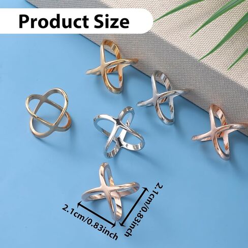 TIESOME 6Pcs X Shape Scarf Ring, 3 Colors Wonderful Scarf Ring Scarf Clips Scarves Buckle Holder Silk Scarves Pin Shawl Buckles Silk Scarfs Clasp Holder Clothing Decoration Accessories for Women in Saudi Arabia