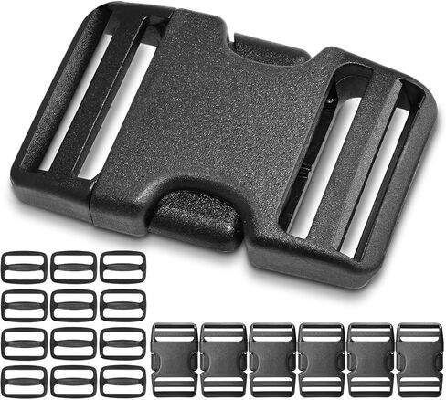 CooBigo 6 Set 1.5 Inch Plastic Quick Release Buckles + 12 pcs Tri-glide Slides in Saudi Arabia