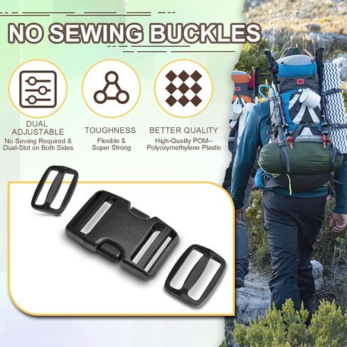 CooBigo 6 Set 1.5 Inch Plastic Quick Release Buckles + 12 pcs Tri-glide Slides in Saudi Arabia