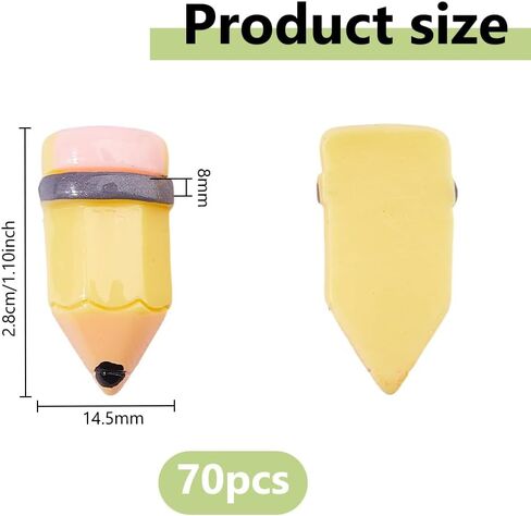 DICOSMETIC 70 قطعة قلم رصاص كابوشون سحر مسطح لطيف من الراتنج سحر صغير للعودة إلى المدرسة سحر راتينج كبير سحر سلايم المعلم كبوشن بالجملة لحالة الهاتف زخارف القصاصات in Saudi Arabia