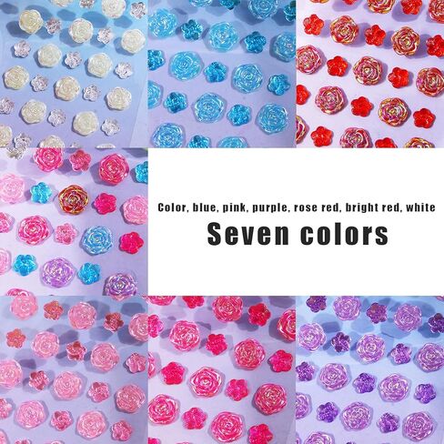 Gem Rhinestones Kids Self Adhesive Acrylic Bling Rose Flower Shapes Jewels Rhinestones Small Stickers for for Body, Face, Makeup and Craft DIY Decorations﻿(350Pcs, 7 Sheets) in Saudi Arabia