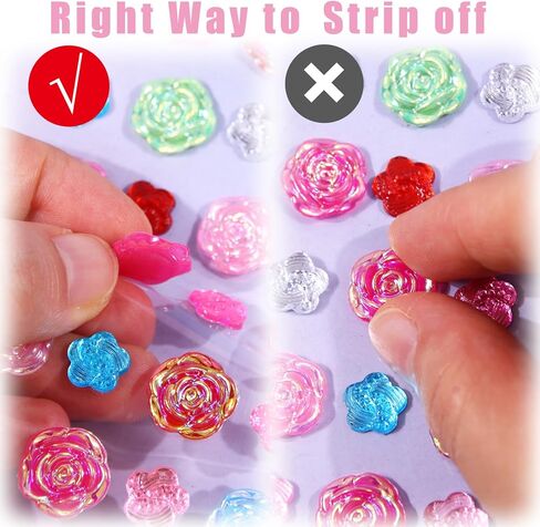 Gem Rhinestones Kids Self Adhesive Acrylic Bling Rose Flower Shapes Jewels Rhinestones Small Stickers for for Body, Face, Makeup and Craft DIY Decorations﻿(350Pcs, 7 Sheets) in Saudi Arabia
