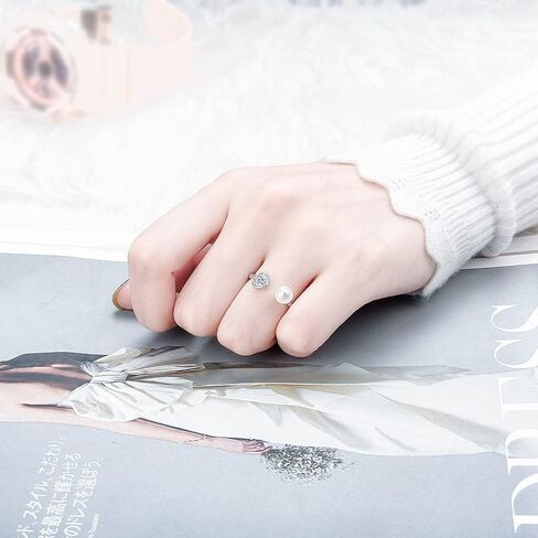 Sterling Silver CZ Heart Rope Ring Mounting for Women, Adjustable Ring Fittings Accessories for Pearl Jewelry Making in Saudi Arabia