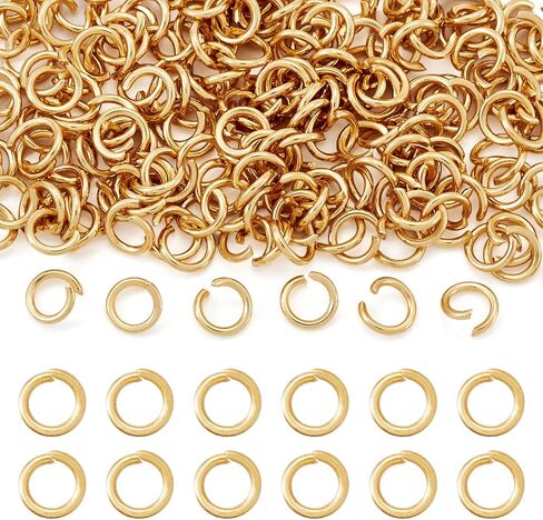200Pcs Real 24K Gold Plated Stainless Steel Open Jump Rings 18 Gauge 6x1mm Metal Connectors Rings for DIY Jewelry Crafting Keychain Accessories in Saudi Arabia