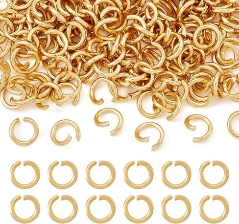 200Pcs Real 24K Gold Plated Stainless Steel Open Jump Rings 18 Gauge 6x1mm Metal Connectors Rings for DIY Jewelry Crafting Keychain Accessories in Saudi Arabia