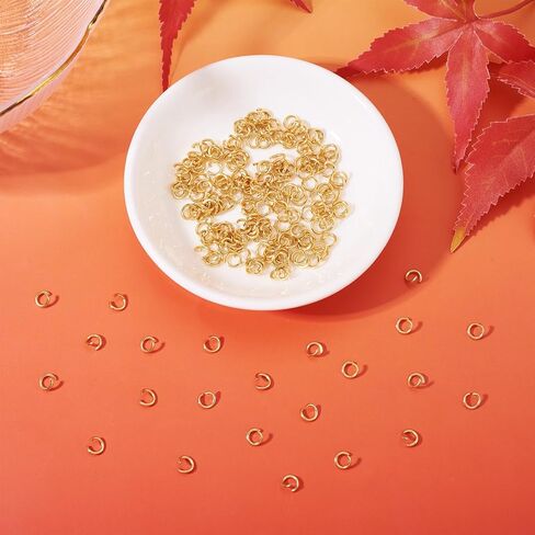 200Pcs Real 24K Gold Plated Stainless Steel Open Jump Rings 18 Gauge 6x1mm Metal Connectors Rings for DIY Jewelry Crafting Keychain Accessories in Saudi Arabia