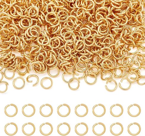 200Pcs Real 24K Gold Plated Stainless Steel Open Jump Rings 18 Gauge 6x1mm Metal Connectors Rings for DIY Jewelry Crafting Keychain Accessories in Saudi Arabia