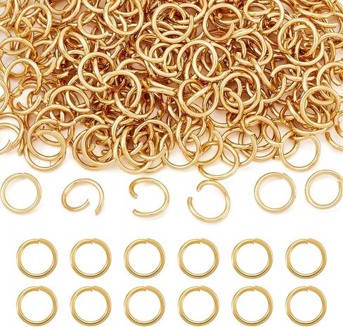 200Pcs Real 24K Gold Plated Stainless Steel Open Jump Rings 18 Gauge 6x1mm Metal Connectors Rings for DIY Jewelry Crafting Keychain Accessories in Saudi Arabia
