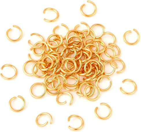 200Pcs Real 24K Gold Plated Stainless Steel Open Jump Rings 18 Gauge 6x1mm Metal Connectors Rings for DIY Jewelry Crafting Keychain Accessories in Saudi Arabia
