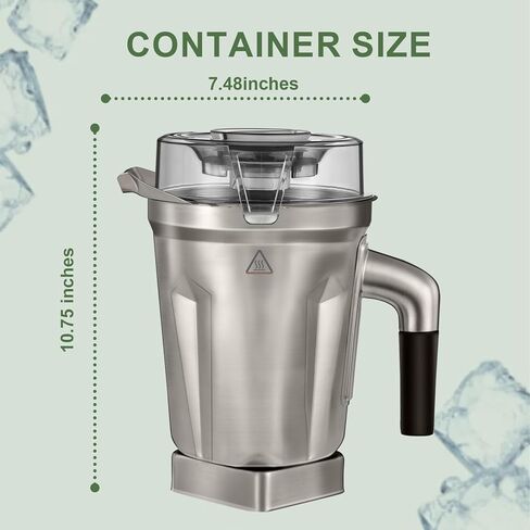 حاوية من الفولاذ المقاوم للصدأ سعة 64oz متوافقة مع خلاط 5200 E310 Vm0102 Vm0103 Vm0197 الكلاسيكي/السلسلة التجارية وما إلى ذلك، كوب وعاء إبريق الخلاط من الفولاذ المقاوم للصدأ، ضمان 5 سنوات in Kuwait