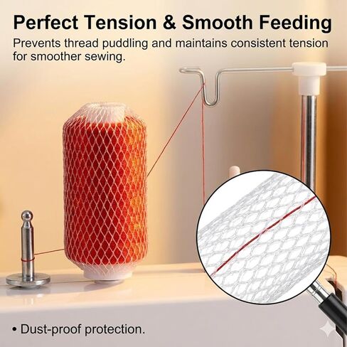 100PCS Thread Net Spool Saver, Makeup Brush Nets, Expandable Mesh Cover for Embroidery, Sewing, Quilting, Thread-Spools, Thread-Cones, Make up Brush, Paint-Brush, Handbag Tassels, Bud of Rose (White) in Saudi Arabia
