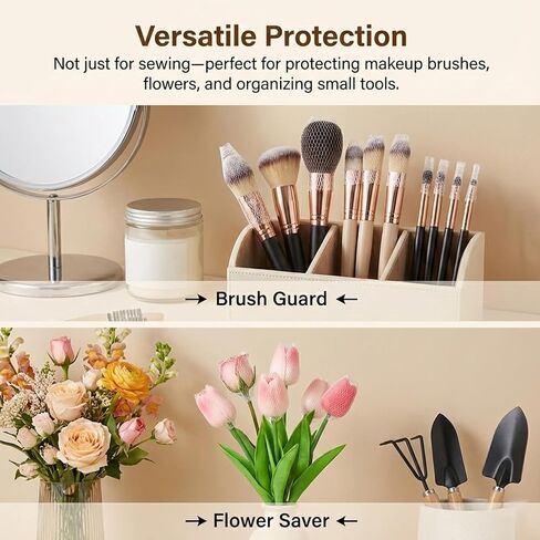 100PCS Thread Net Spool Saver, Makeup Brush Nets, Expandable Mesh Cover for Embroidery, Sewing, Quilting, Thread-Spools, Thread-Cones, Make up Brush, Paint-Brush, Handbag Tassels, Bud of Rose (White) in Saudi Arabia