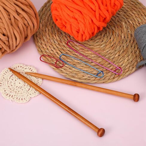 Bamboo Knitting Needles Set Large Size Straight Single Pointed Knitting Needles 10 Inch Long Wooden Sweater Thick Knitting Needle for Beginners, Sock, Scarf, Handmade DIY Knitting & Crochet Supplies in Saudi Arabia