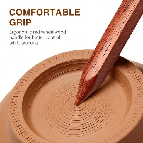 أداة تشذيب الفخار للطين والسيراميك أسفل القدم، مقبض خشبي 6 مم، أداة تشذيب شكل القدم الفخارية، أداة مكشطة للقدم من السيراميك، أداة DIY in Kuwait