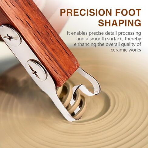 أداة تشذيب الفخار للطين والسيراميك أسفل القدم، مقبض خشبي 6 مم، أداة تشذيب شكل القدم الفخارية، أداة مكشطة للقدم من السيراميك، أداة DIY in Kuwait