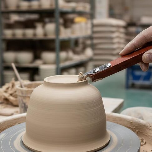 أداة تشذيب الفخار للطين والسيراميك أسفل القدم، مقبض خشبي 6 مم، أداة تشذيب شكل القدم الفخارية، أداة مكشطة للقدم من السيراميك، أداة DIY in Kuwait