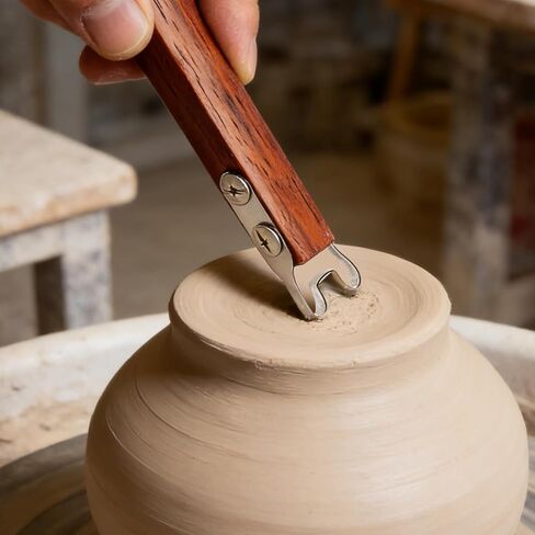 أداة تشذيب الفخار للطين والسيراميك أسفل القدم، مقبض خشبي 6 مم، أداة تشذيب شكل القدم الفخارية، أداة مكشطة للقدم من السيراميك، أداة DIY in Kuwait