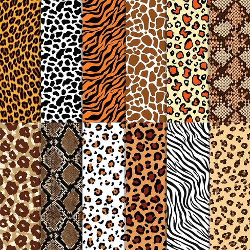 24 Sheets Animal Print Scrapbook Paper 11.8x11.8In Animal Print Pattern Paper African Safari Tiger, Giraffe, Zebra, Cheetah, and Leopard Prints Craft Papers Pad Supplies for African Safari Card Making in Saudi Arabia