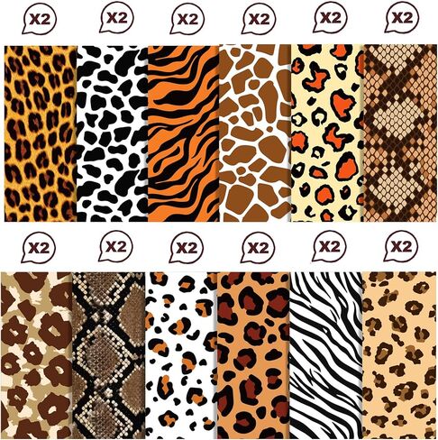 24 Sheets Animal Print Scrapbook Paper 11.8x11.8In Animal Print Pattern Paper African Safari Tiger, Giraffe, Zebra, Cheetah, and Leopard Prints Craft Papers Pad Supplies for African Safari Card Making in Saudi Arabia