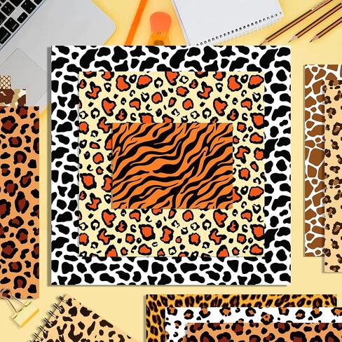 24 Sheets Animal Print Scrapbook Paper 11.8x11.8In Animal Print Pattern Paper African Safari Tiger, Giraffe, Zebra, Cheetah, and Leopard Prints Craft Papers Pad Supplies for African Safari Card Making in Saudi Arabia