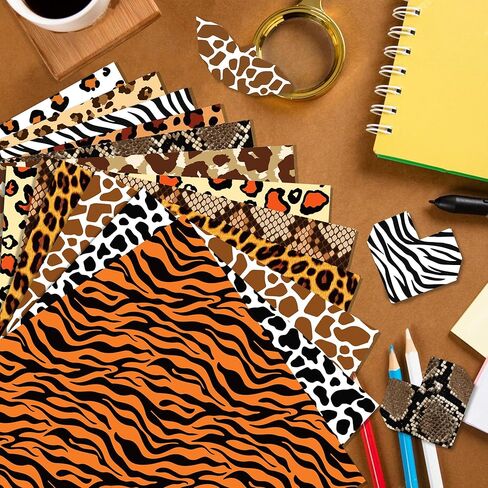 24 Sheets Animal Print Scrapbook Paper 11.8x11.8In Animal Print Pattern Paper African Safari Tiger, Giraffe, Zebra, Cheetah, and Leopard Prints Craft Papers Pad Supplies for African Safari Card Making in Saudi Arabia