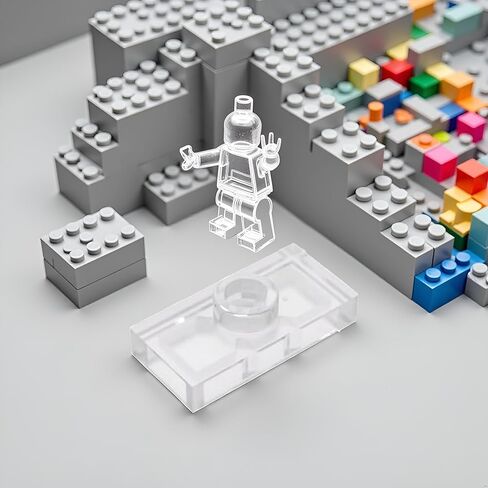 50Pcs Transparent Gobricks GDS-803 Plate Special 1 x 2 with 1 Stud Without Groove (Jumper) Compatible with Lego 3794 15573 Components for Major Brick Brands，Building and Construction in Saudi Arabia