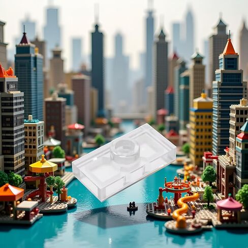 50Pcs Transparent Gobricks GDS-803 Plate Special 1 x 2 with 1 Stud Without Groove (Jumper) Compatible with Lego 3794 15573 Components for Major Brick Brands，Building and Construction in Saudi Arabia