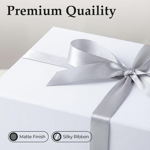 KIAMITH 3 عبوات من علب الهدايا المغناطيسية البيضاء، صندوق هدايا فاخر كبير مقاس 12x8.25x4 بوصة مع أغطية، صندوق هدايا قابل للطي للهدايا، واقتراح وصيفات العروس، وحفلات الزفاف، وأعياد الميلاد، وصناديق رفقاء العريس، والتخرج in Kuwait