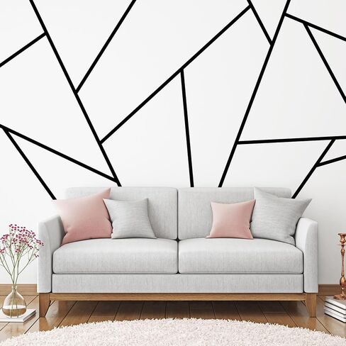 Hoolerry 24 Pcs Black Wall Decals Peel and Stick 70.8 x 1.2 Inch Black Tape for Wall Decor Metallic Line Adhesive Tile Stickers Mirror Stickers Graphic Tape for Home Crafts Decoration in Saudi Arabia