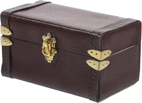 Vintage Dollhouse Miniature Suitcase Model Storage Case for Mini House Decor Elegant Wooden and Leather Travel Trunk Miniature Luggage for Dollhouses and Play Scenes in Saudi Arabia