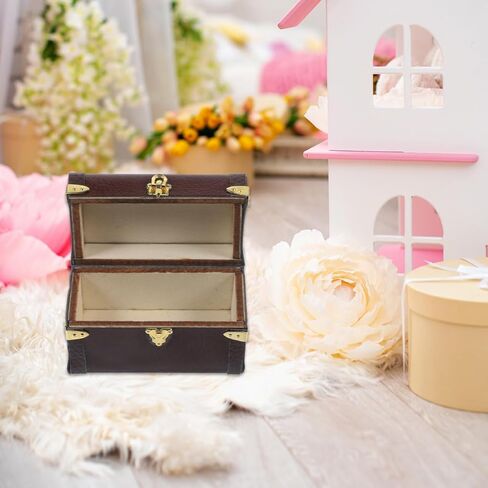 Vintage Dollhouse Miniature Suitcase Model Storage Case for Mini House Decor Elegant Wooden and Leather Travel Trunk Miniature Luggage for Dollhouses and Play Scenes in Saudi Arabia