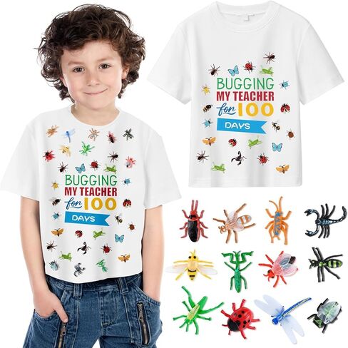 100th Day of School DIY Shirt Kit DIY T-Shirt with Pom Poms Googly Eyes for Kid Art Creative School 100 Days Party in Saudi Arabia