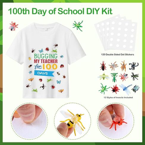 100th Day of School DIY Shirt Kit DIY T-Shirt with Pom Poms Googly Eyes for Kid Art Creative School 100 Days Party in Saudi Arabia