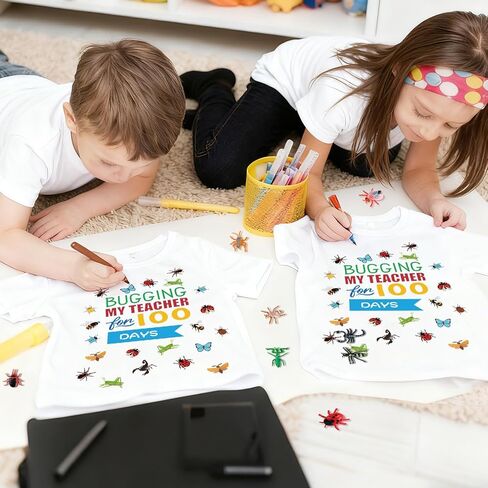 100th Day of School DIY Shirt Kit DIY T-Shirt with Pom Poms Googly Eyes for Kid Art Creative School 100 Days Party in Saudi Arabia
