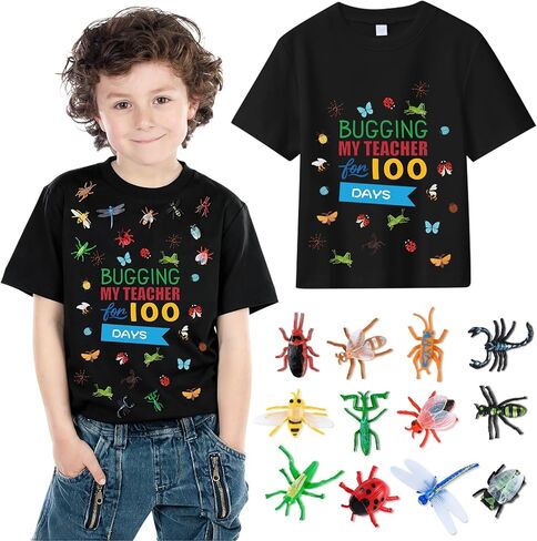 100th Day of School DIY Shirt Kit DIY T-Shirt with Pom Poms Googly Eyes for Kid Art Creative School 100 Days Party in Saudi Arabia