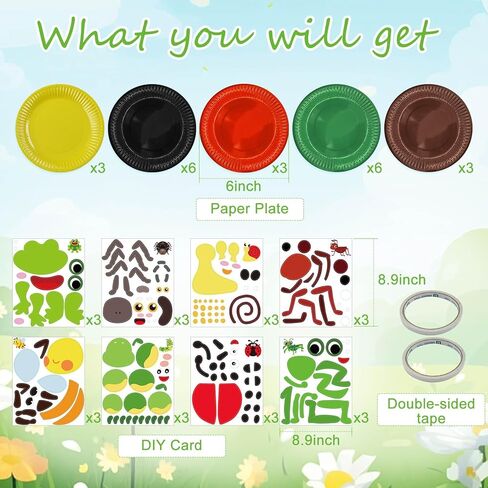 Cinrobiye 24-Piece Spring Insect Paper Plate Craft Kit，DIY Bug Butterfly Art Supplies for School Classroom Home Early Education Birthday Party Summer Crafts in Saudi Arabia