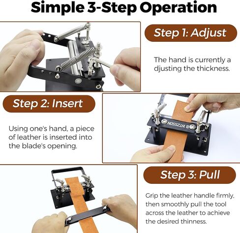 Leather Skiver, Leather Splitter with Pulling Handle,Skiving Machine for Belts, Wallets, Bags & DIY Craft, 3" Width, Aluminum Alloy Build, Black in Saudi Arabia