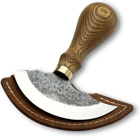 Round Head Leather Knife - Leathercraft Cutting Edge Tool for Rounding Trimming Craft Supplies - Handmade Skiving Knife for Leather Work - Hand Forged 52100 Carbon Steel 4 in Blade (with Sheath) in Saudi Arabia