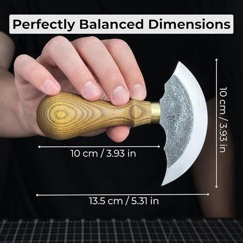 Round Head Leather Knife - Leathercraft Cutting Edge Tool for Rounding Trimming Craft Supplies - Handmade Skiving Knife for Leather Work - Hand Forged 52100 Carbon Steel 4 in Blade (with Sheath) in Saudi Arabia