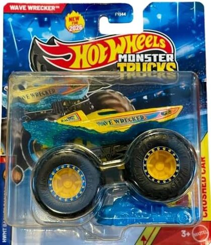 Hot Wheels Monster Trucks Wave Wrecker، العودة إلى الأساسيات 1/8 [تتضمن سيارة محطمة] جديد لعام 2026! لعبة سيارة مصبوبة بمقياس 1:64 in Kuwait