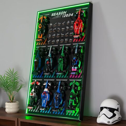 لوحة حائط للعرض مع مصابيح LED RGB متوافقة مع مجموعة Lego Speed ​​Champions F1، 20 لونًا و22 وضع إضاءة، حامل على الحائط متوافق مع مجموعة سيارة طراز F1 القابلة للتجميع من Lego 66802 in Saudi Arabia